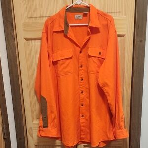 L.L. Bean Vibrant Orange Shirt with Brown Details